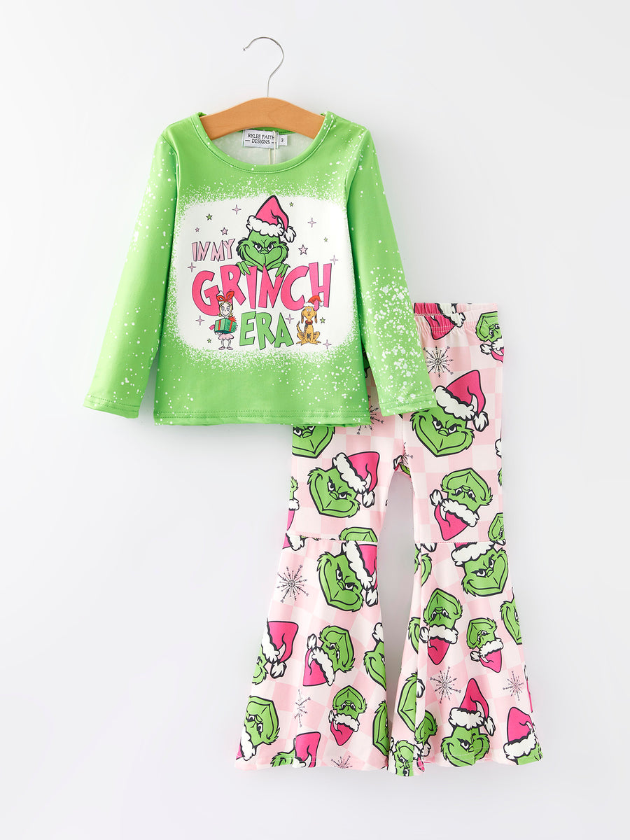 Christmas Girls Cartoon Print Outfit Set