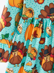 Thanksgiving Print Girls Dress