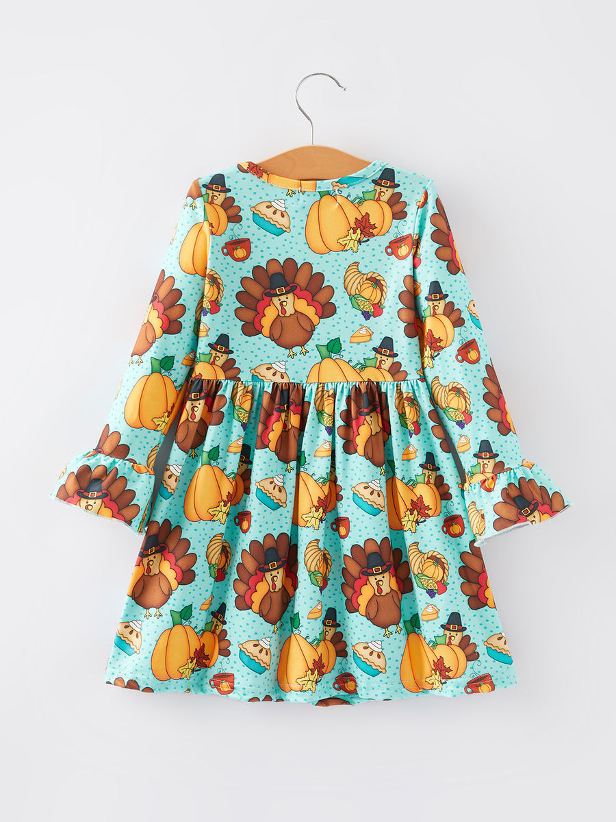 Thanksgiving Print Girls Dress