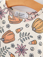 Thanksgiving Pumpkin Print Girls Dress