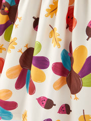 Thanksgiving Turkey Print Girls Dress