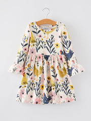 Thanksgiving Print Girls Dress