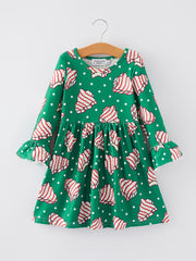 Christmas Gingerbread Print Girls Dress