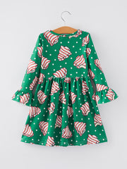 Christmas Gingerbread Print Girls Dress