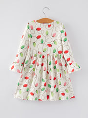 Christmas Lights Print Girls Dress