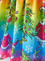 Christmas Cartoon Characters Print Rainbow Girls Dress