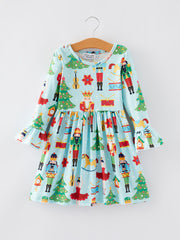 Christmas Nutcracker Print Girls Dress