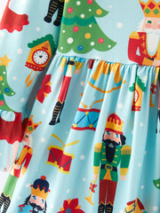 Christmas Nutcracker Print Girls Dress