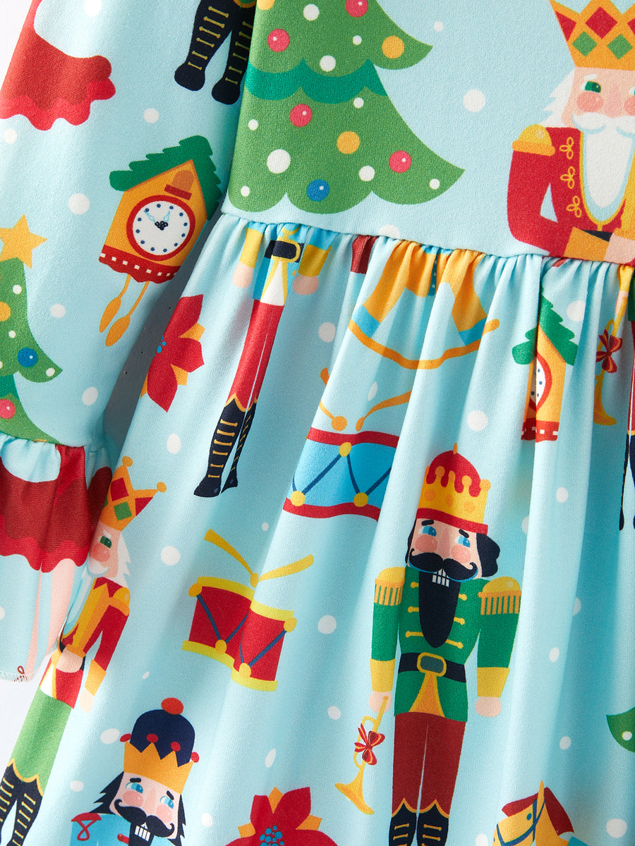 Christmas Nutcracker Print Girls Dress