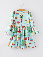 Christmas Nutcracker Print Girls Dress