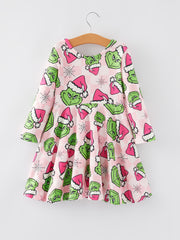 Christmas Character Print Girls Dress