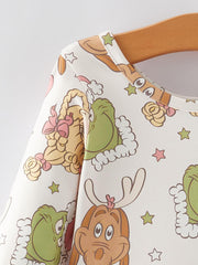 Christmas Cartoon Characters Print Girls Dress