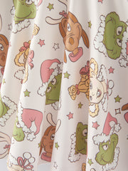 Christmas Cartoon Characters Print Girls Dress