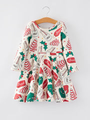 Christmas Character Gingerbread Print Girls Dress