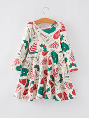 Christmas Character Gingerbread Print Girls Dress