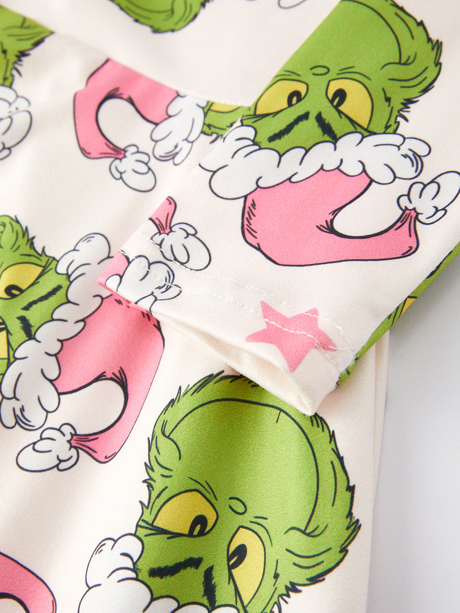 Christmas Cartoon Characters Print Girls Dress