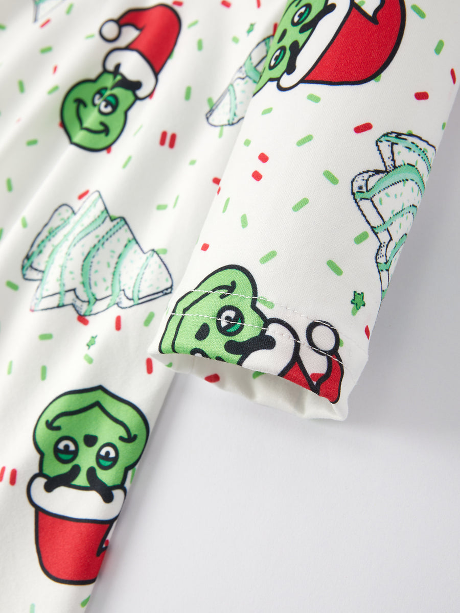 Christmas Cartoon Characters Gingerbread Print Girls Dress