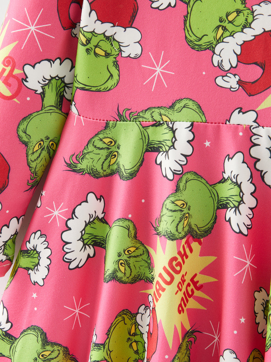 Christmas Cartoon Characters Print Girls Dress