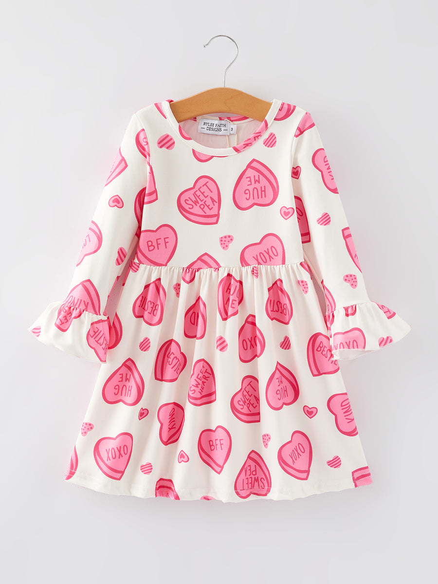 Valentine's Day SWEET PEA Heart Print Girls Dress