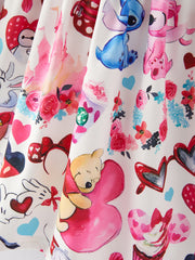 Valentine's Day Girls Dress Cartoon Character Print