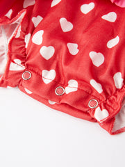 Valentine's Day Cute Heart Lace Girls Romper