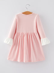 Valentine's Day Cute Heart Print Lace Girls Pink Dress