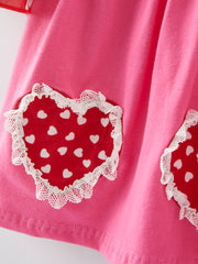 Valentine's Day Cute Heart Print Lace Girls Dress