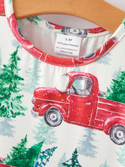 Girls Christmas Truck Christmas Tree Print Dress