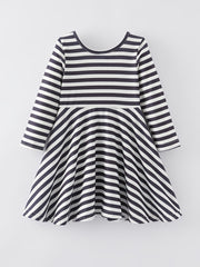 Valentine's Day Heart Print Stripe Girls Dress