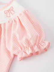 Valentine's Day Letter Heart Bow Arrow Smocking Embroidery Girls Dress