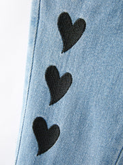 Valentine's Day Girls Double Flared Denim Jeans