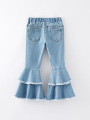 Valentine's Day Girls Double Flared Denim Jeans