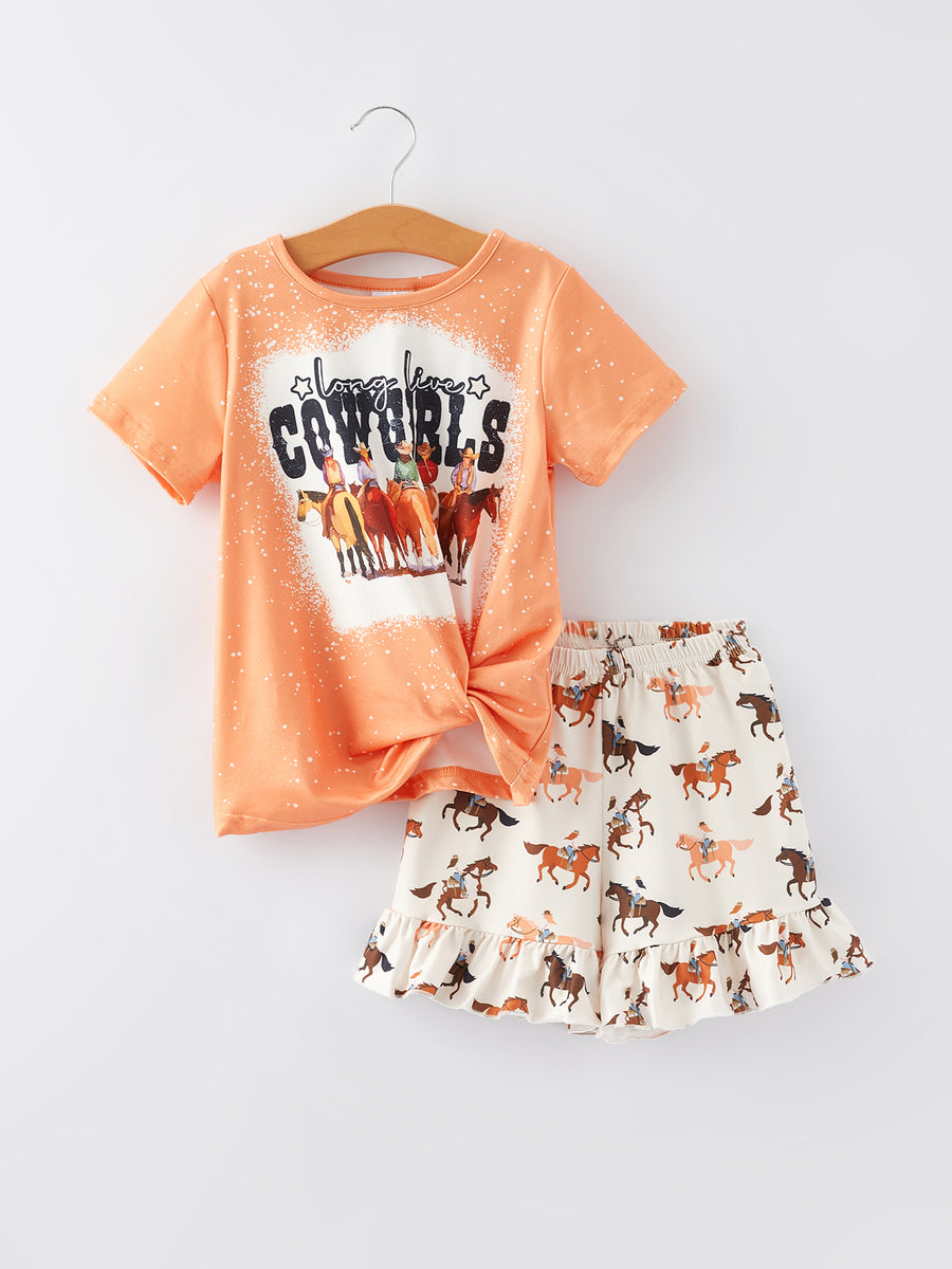 Western Girls Letter Print Outfits Set