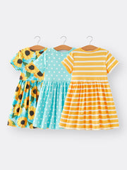 Spring and Summer Girls' Milk Silk Dress 3-piece Set