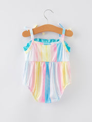 Rainbow Clouds Smocking Embroidery Girls' Romper