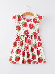 Girls Strawberry Plaid Print Dress 2-piece Set