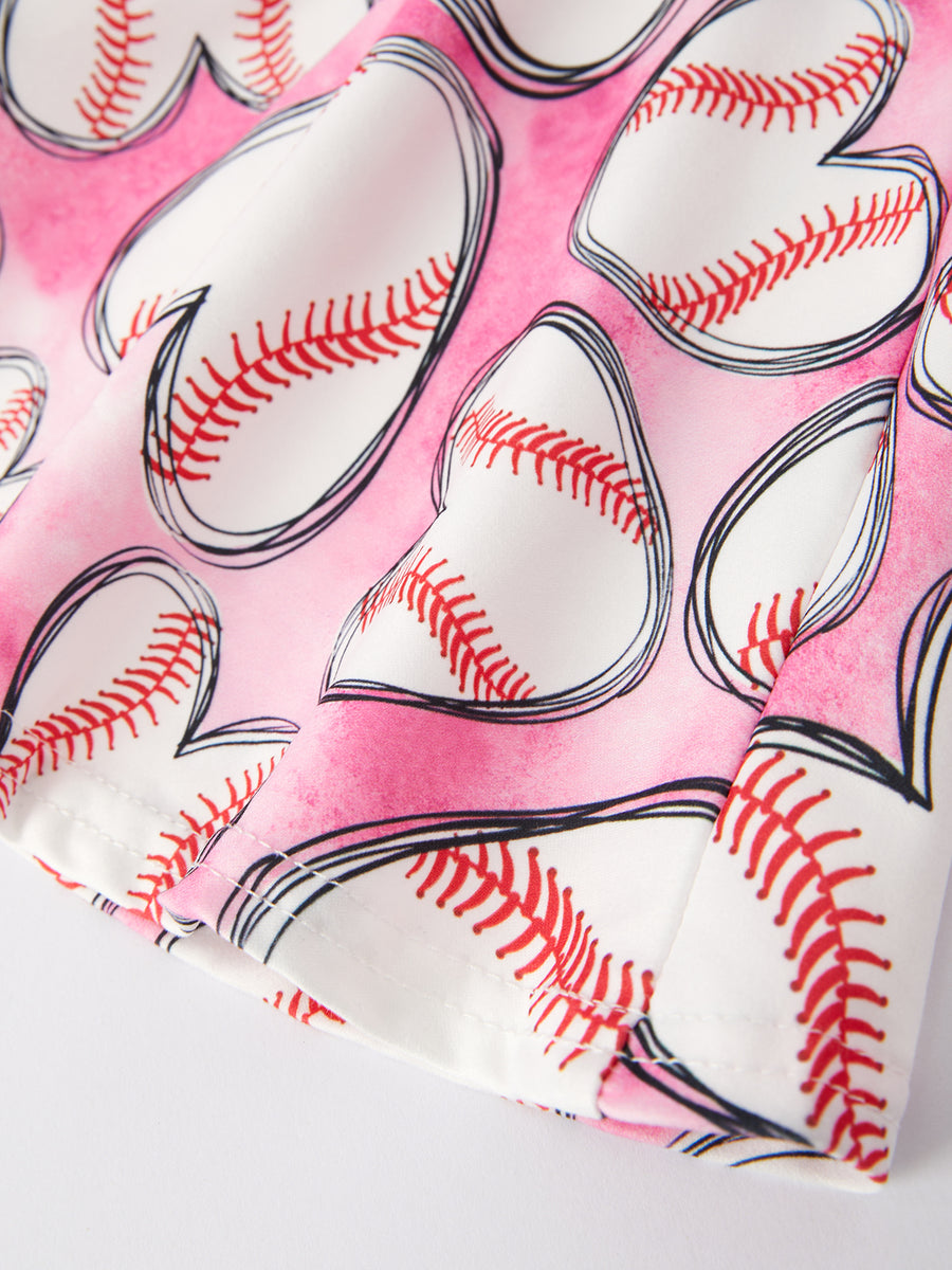 ‘’it's a baseball kinda day" Print Girls Outfits Set