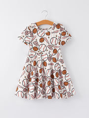 Baseball Print Milk Silk Girls Dress