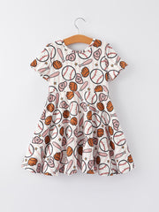 Baseball Print Milk Silk Girls Dress