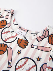 Baseball Print Milk Silk Girls Dress