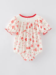 Valentine's Day "I'm so loved‘’Smocking Embroidered Girls Romper