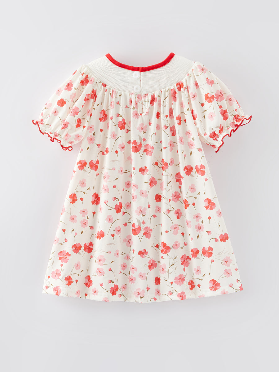 Valentine's Day "I'm so loved‘’Smocking Embroidered Girls Dress