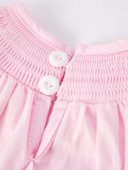 Pink Smocking Embroidery Long Sleeve Girls Romper