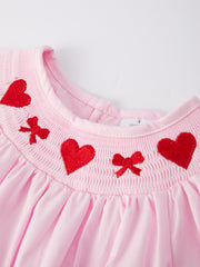 Pink Smocking Embroidery Long Sleeve Girls Dress