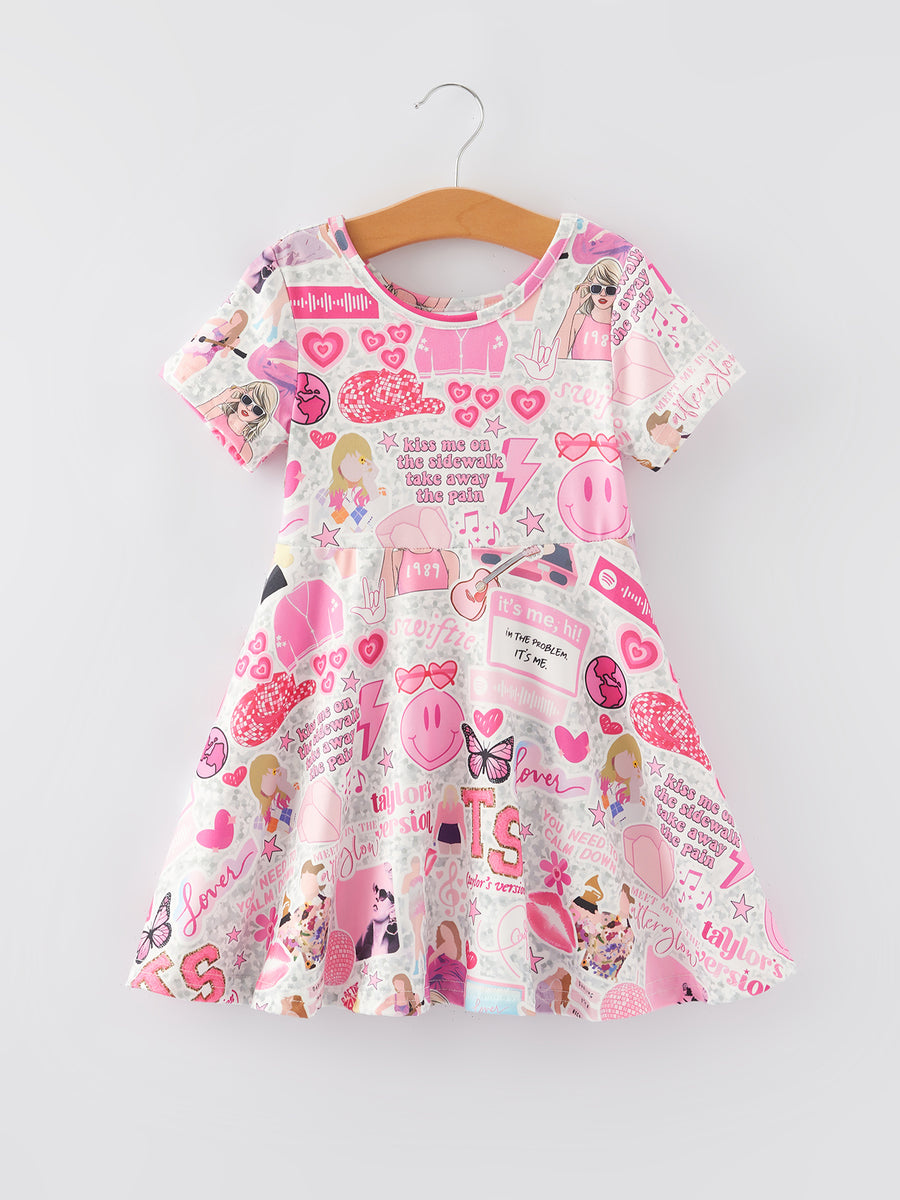 Ts Twirly  Print Girls Milk Silk Dress