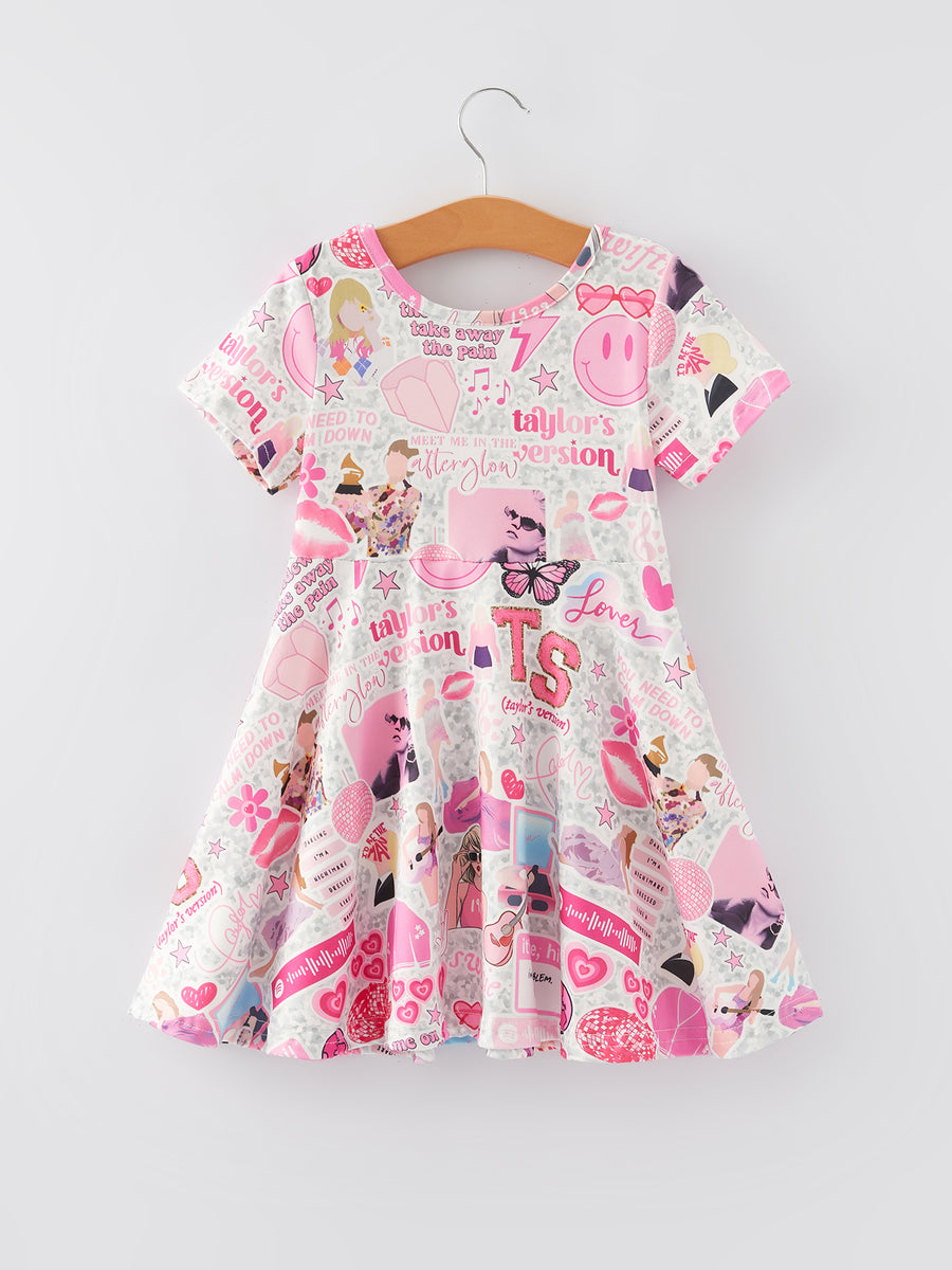 Ts Twirly  Print Girls Milk Silk Dress