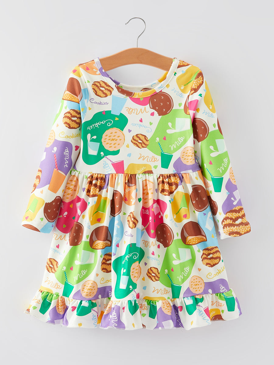 Girls Cookie Donut Print Dress