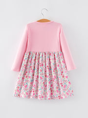 Valentine's Day Floral Print Girls Dress