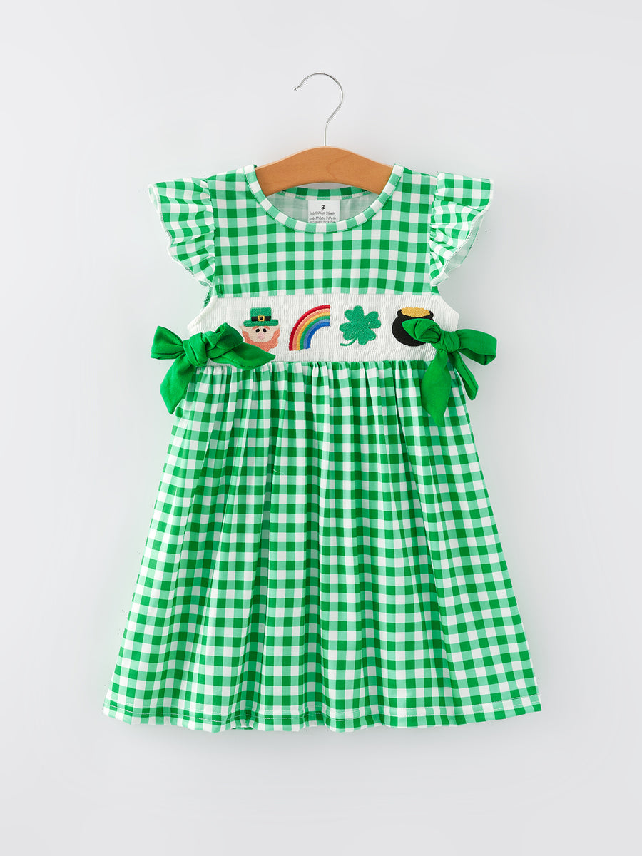 St. Patrick's Day Girls Smocking Embroidery Dress