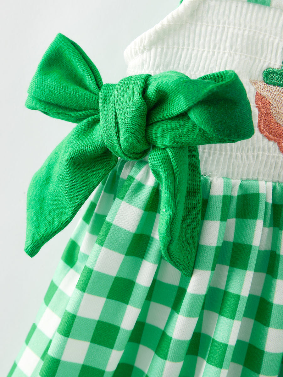 St. Patrick's Day Girls Smocking Embroidery Dress